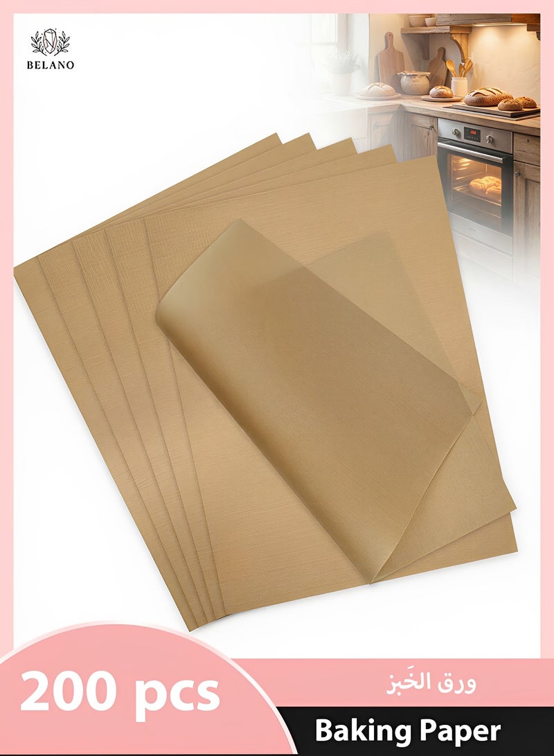 BELANO Parchment Paper Baking Sheets, Non-stick Unbleached Baking Paper, Waterproof and Oil-proof Oven Liners, for Air Fryer and Steamer, 30x40 cm, 200 Sheets - Image 1